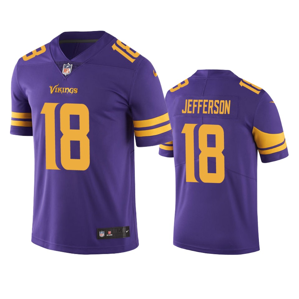 Men's Minnesota Vikings #18 Justin Jefferson Purple NFL Color Rush Limited Stitched Jersey Men's Minnesota Vikings #18 Justin Jefferson Purple NFL Color Rush Limited Stitched Jersey